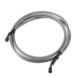 X AUTOHAUX 230cm AN3 M10 Car Brake Line Oil Hose Pipe Fitting 28° Silver Tone