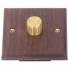 Dimmer Switch with Brass Knob Black Walnut Wood Rotary Dimming