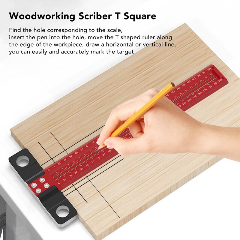 Woodworking Scriber T Square Ruler Metric Aluminum Alloy for Carpenter