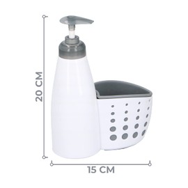 Invero Soap Dispenser Pump with Sponge Caddy Organiser Holder for Kitchens, Bathrooms and Utility Rooms - Keeps Sinks Tidy