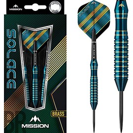 Mission Darts Solace |Professional Steel Tip Darts Set Including Brass Barrels, Points and Flights, M1, Dark Green