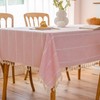 mstexa Pink Linen Table Cloth for Rectangle Table Burlap Tablecloth