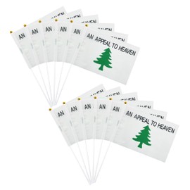WXTWK 12Pack Small An Appeal To Heaven Flag Decorations Handheld Mini Pine Tree Flags on Stick 5x8 Inch