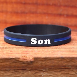 SayitBands Son Thin Blue Line Silicone Wristband Bracelets Police Officers Patrol Awareness Support