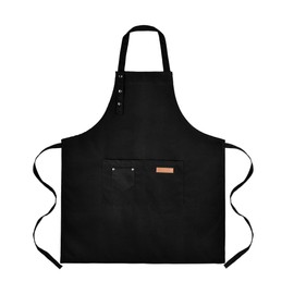 Tosewever Art Aprons for Women Painting Pottery Baking, Mens Buckle Straps Kitchen Apron with Pockets for Chef Cooking (Black)