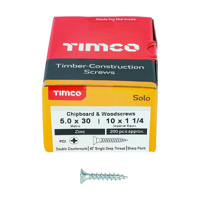 TIMCO Solo Chipboard & Woodscrews - PZ - Double Countersunk