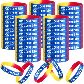 FineCheer 60 PCS Colombia Silicone Bracelet Colombia Rubber Wristband Colombian Bracelets Bulk for Men Women Colombia Birthday Party