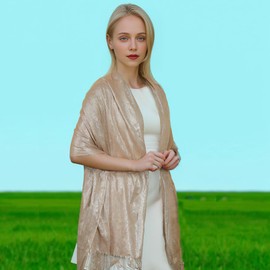 Sparkling Metallic Women Shawls and Wraps for Evening Party Dresses Wedding Party Like Chiffon Silk Scarf Gold