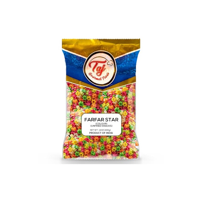 TAJ Gourmet Farfar Fryums (Wheat Pellet Tube), 400g (Star)