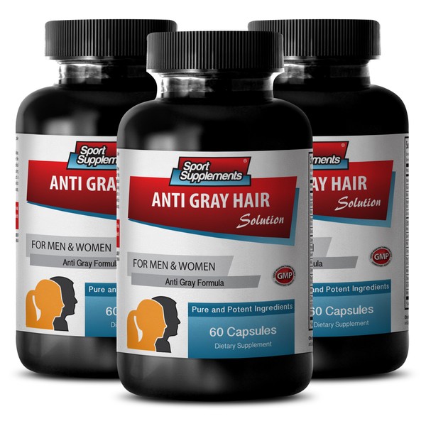 Biotin zinc - Anti Gray Hair - Hair Solutions for Men (3 Bottles - 180 Capsules)