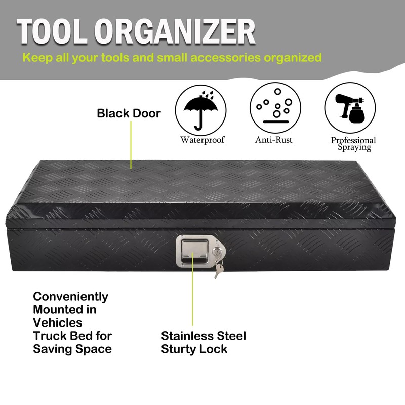 caqeg 34.5 Inch Heavy Duty Aluminum Stripes Plated Tool Box