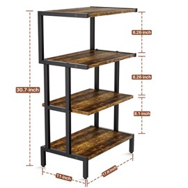 Aquzee Game Console Stands, 4-Tier Stereo Stand Cabinet for Small Space, Gaming Entertainment Center Rack with Storage Shelves for Video Game, Rustic Brown