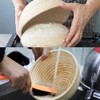 Banneton Bread Proofing Basket Set Handmade 9 Inch Round 10 Inch Oval for Rising Dough Fermentation Baking with Dough Scraper Linen Liner Cloth Bread Lamb
