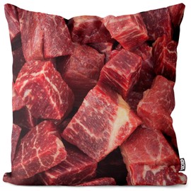 VOID Meat Beef Barbecue Food Cushion Cover Sofa Couch Living Room Decoration Waterproof Outdoor Garden Cushion Cover Decoration Cushion Size: 40 x 40 cm