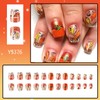 EYZOTSF Thanksgiving Press on Short Square Nails Acrylic Fall False