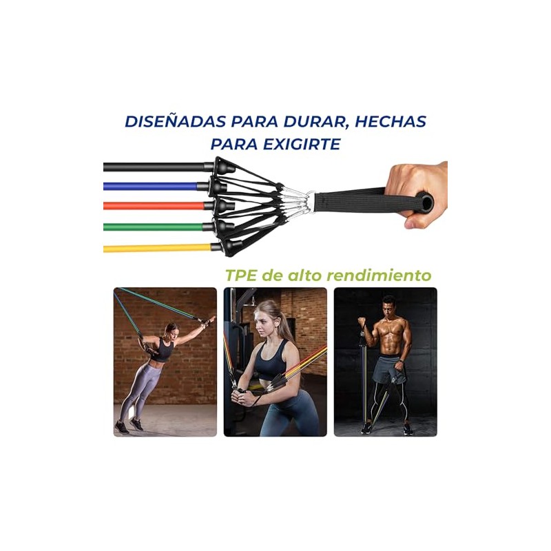 BREEZEE Bandas de Resistencia Kit 11 Piezas, 5 Niveles 10–30