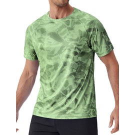 PINSPARK Men's Rash Guard Shirt UPF50+ Printed T-Shirts Quick Dry Athletic Performance Shirts for Men Surf Fishing Hiking Camouflage