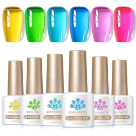 Born Pretty UV Nagellack Ice Jelly Neon Gel Nagellack Kristall Transparent Gelb Gr√ºn Blau Lila Hot Pink UV LED Soak off Manicure Gel Lacquer Varnish