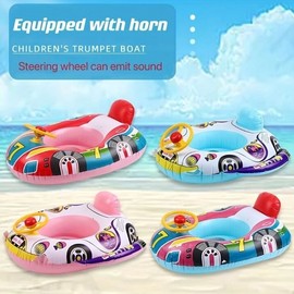 Hot-Selling Cartoon Inflatable Swimming Ring with Horn - LF58 (Free Size, Max 25kg) Sea-700-Blue 3ea