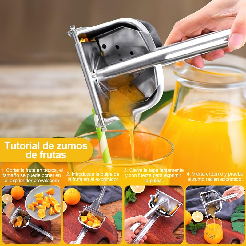 Exprimidor Manual de Frutas, Exprimidor Manual de Acero Inoxidable, Exprimidor