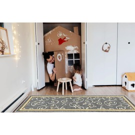 Gloria Non Slip Rubber Back Kitchen Rug Kitchen Runner Kitchen Mat Carpet for Kitchen Anti Slip Stair Treads (Gray, Runner (20" x 59"))