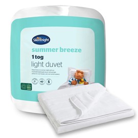 Silentnight Summer Breeze 1.0 Tog Duvet - Soft & Lightweight Summer Duvet Quilt Ideal for Warm Nights and Hot Sleepers - Breathable Cool Comfort - Hypoallergenic and Machine Washable, Double