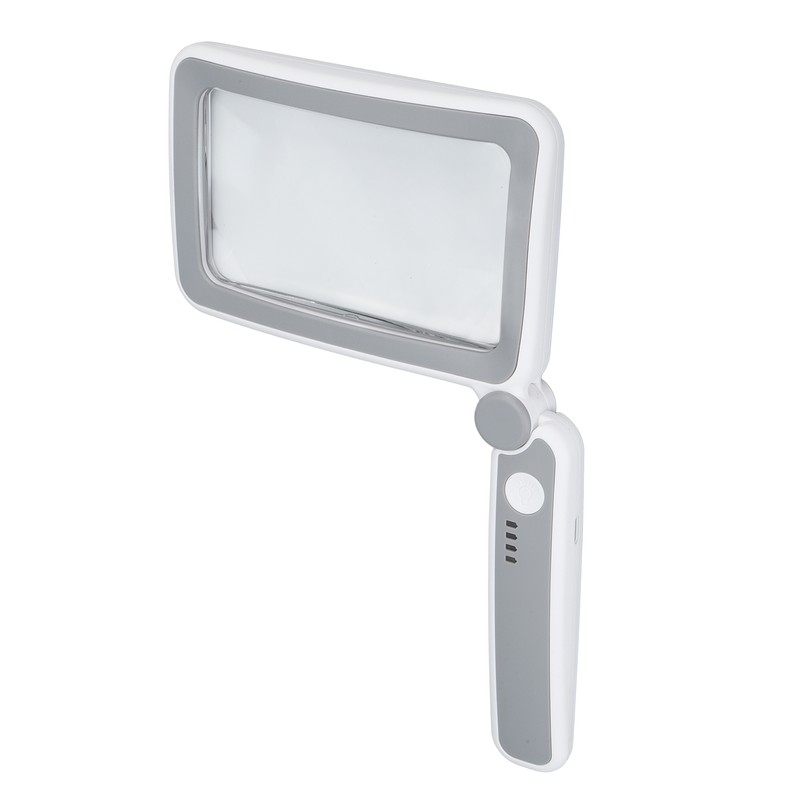 Rectangular Magnifying Glass 4X 3 LED Modes Touch Control Ergonomic