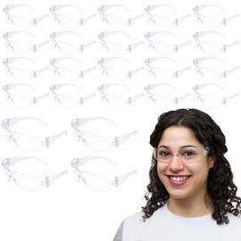 SAFE HANDLER BISON LIFE Clear Lens Clear Temple Safety Glasses | One Size, Adult, Youth, Clear Protective Polycarbonate Lens Clear Temple, Clear, 24 PAIRS