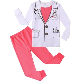 A&J DESIGN Doctor Pajamas for Girl Doctors Costume Kids Dr Outfit Toddler Boys Career Shirt Pjs Gift 10 Years