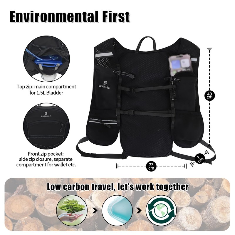 B BAIYULE Running Hydration Vest Backpack,Lightweight Hydration Backpack with Water