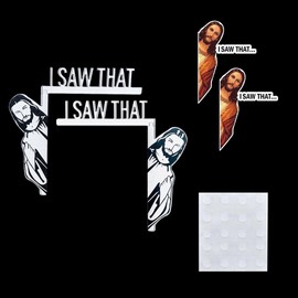 Zayookey 1 Pair Door Frame Jesus Sign I Saw That Door Corner Decor 2 Pieces Funny Sticker for Window Wall Living Room Bedroom Office Door Corner Hanger (Black and White)