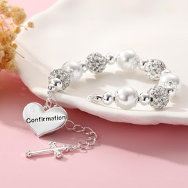 Lydow Confirmation Gifts for Teen Girls Catholic Gift Bracelet Religious Cross Jewelry Girl Kids Goddaughter Daughter Granddaughter Niece Silver