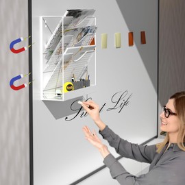 Magnetic Magazine Holder,File Organizer, Magnetic File Holders,4 Tier Magnetic Paper Holders for File Cabinet,Whiteboard,Refrigerator,Home Office,No Drilling Magnetic Mail Holder Storage Basket