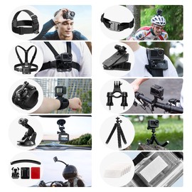 AKASO Outdoor Sports Action Camera Accessories Kit 42in1 for AKASO EK7000/ EK7000 Pro/Brave 4/Brave 7 LE/Brave 7/Brave 8/V50X/V50 Pro/V50 Elite/Go Pro Hero in Swimming Any Other Outdoor Sports