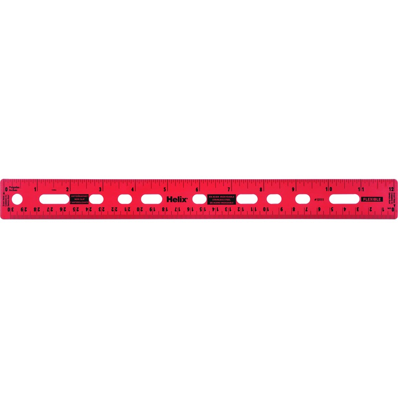 Helix Stainless Steel Ringbinder Ruler 12 inch / 30cm, Assorted