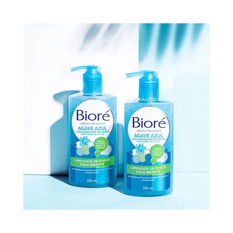 Limpiador de poros Bioré equilibrante agave azul + bicarbonato de