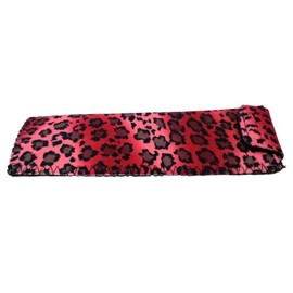 Calabria Leopard Animal Print Soft Slip-In Eyeglass Case Red Womens Cute Slim Eye Glasses Pouch Sunglasses Bag Flap Closure