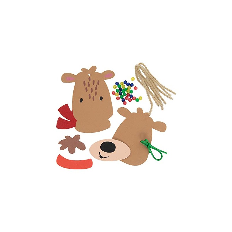 Fun Express Beaded Reindeer Antler Ornament Craft Kit, Makes 12