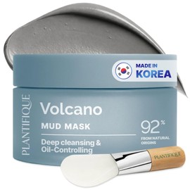 PLANTIFIQUE Mascarilla Facial Coreana Arcilla Volcánica y Mar Muerto  Mascarilla Rostro Carbón, Ácido Hialurónico, Aceite de Jojoba y Manteca de...   