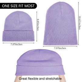Beanie for Men Women, Slouchy Knitted Beanie Hats Winter Warm Hat Unisex Cuffed Plain Hat for Cold Weather (1, Purple)