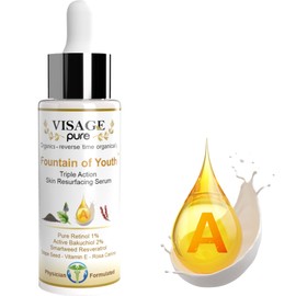 Suero Fuente De Juventud Suero Orgánico Y Libre De Toxinas Para La Piel Con Retinol, Bakuchiol, Resveratrol Y Vitamina E Para Revitalizar, Tonificar  