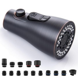 Kitchen Faucet Sprayer Head Replacement - Pull Down Faucet Spray Head with 15 Adapters, Pull Out Faucets Sprayer Nozzle, 3 Function Kitchen Tap Spray Spout Part Connector, Oil Rubbed Bronze