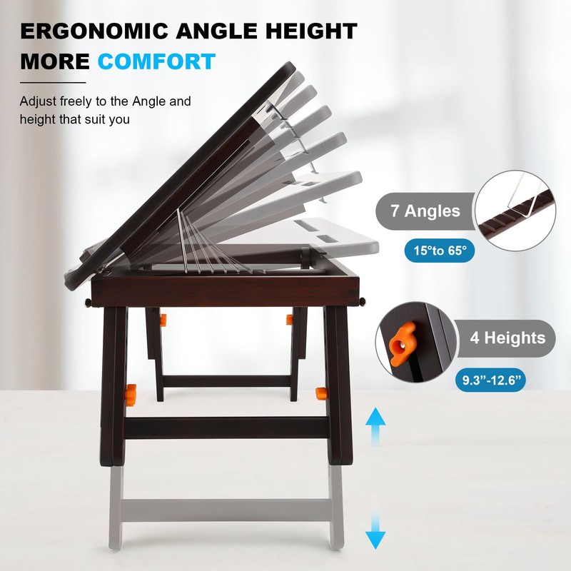 Nnewvante Drawing Table Foldable Drafting Desk with Adjustable Height &