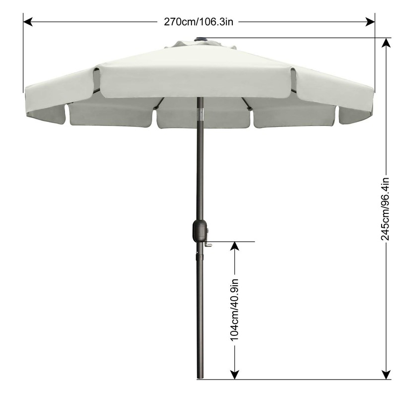 ABCCANOPY 9ft Scalloped Patio Umbrella, Outdoor Table Umbrella with Tilt