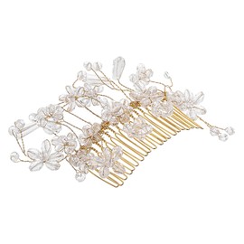 Mikinona Elegant Wedding Hair Comb Piece for Bride Handmade Crystal Beaded Side Comb for Bridal Hairstyles Special Occasions and Parties