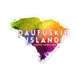 Lantern Press Sticker Daufuskie Island, South Carolina, State Abstract Watercolor, Die Cut Vinyl, (Waterproof Decal for Cars, Water Bottles, Laptops, Coolers), Small