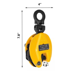 Vevor Pinza 800 Kg abrazadera de placa vertical de carga de trabajo 0-1 pulgada / 25 mm Apertura de mandíbula, abrazadera de placa de acero industrial Pinza Elevación Abrazadera De Placa Industrial 0.8 Ton 800kg