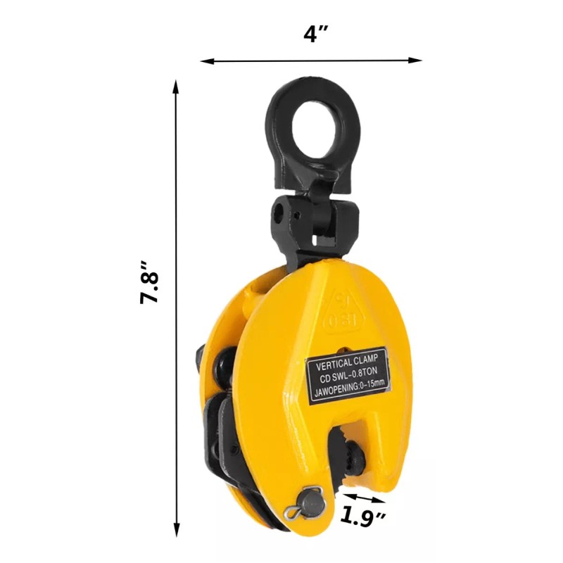 Vevor Pinza 800 Kg abrazadera de placa vertical de carga