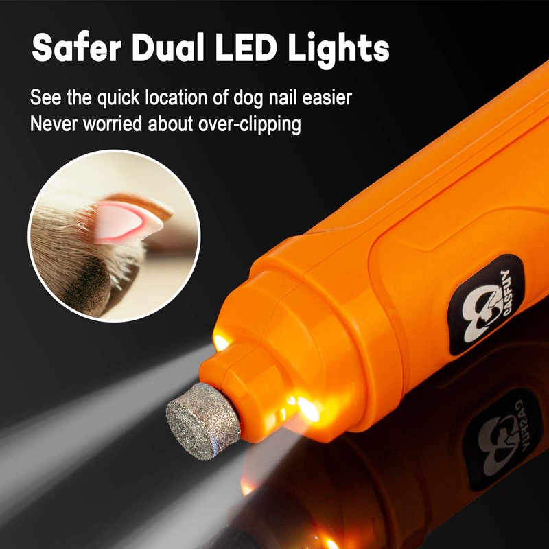 Casfuy Dog Nail Grinder with 2 LED Light - New