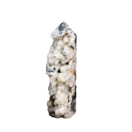 AMOYSTONE AMOYSTONE Extra Large Healing Crystal Obelisk Tower Moss Agate Decorative Stone Geode Cluster Spiritual Reiki Home Decor 3.3-3.7 Pounds